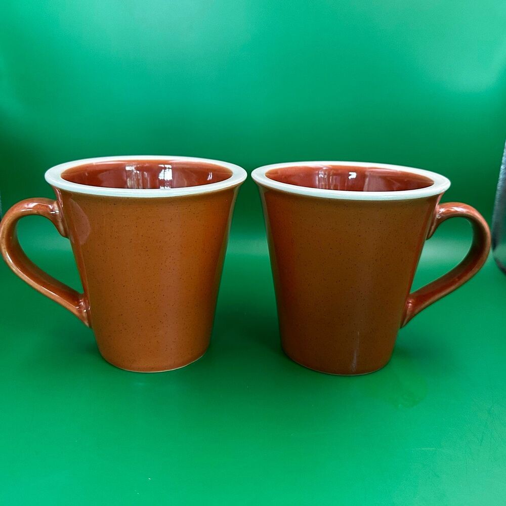 Sonoma Life + Style Mendocino Russet Orange Mugs Set of 2 16oz Flared